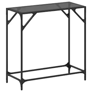 Konzolový stolek s černou skleněnou deskou 80 x 35 x 81 cm ocel - obrázek 1