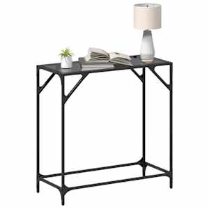 Konzolový stolek s černou skleněnou deskou 80 x 35 x 81 cm ocel - obrázek 3