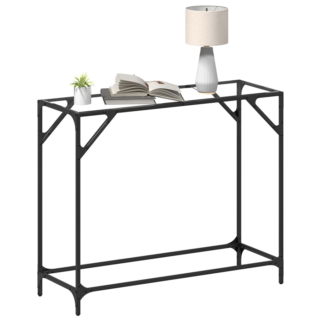 vidaXL Konsolipöytä läpinäkyvä lasinen pöytälevy 98x35x81 cm teräs