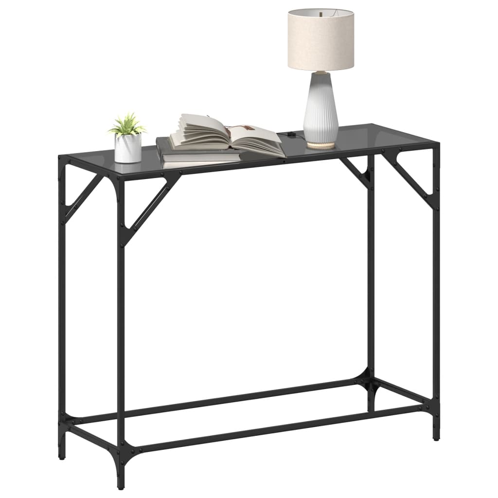 vidaXL Sohvapöytä musta lasinen pöytälevy 98x35x81 cm teräs