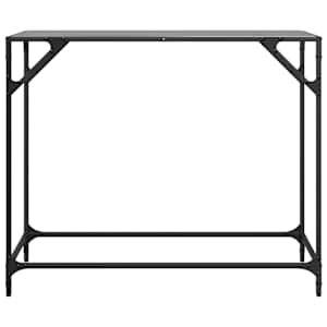 Konzolový stolek s černou skleněnou deskou 98 x 35 x 81 cm ocel - obrázek 4