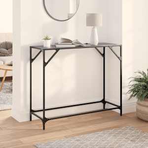 Konzolový stolek s černou skleněnou deskou 98 x 35 x 81 cm ocel - obrázek 1