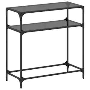 Konzolový stolek s černou skleněnou deskou 80 x 35 x 81 cm ocel - obrázek 2