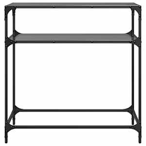 Konzolový stolek s černou skleněnou deskou 80 x 35 x 81 cm ocel - obrázek 4