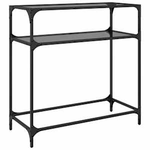 Konzolový stolek s černou skleněnou deskou 80 x 35 x 81 cm ocel - obrázek 6