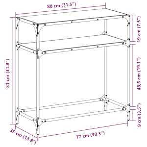 Konzolový stolek s černou skleněnou deskou 80 x 35 x 81 cm ocel - obrázek 9