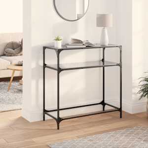 Konzolový stolek s černou skleněnou deskou 80 x 35 x 81 cm ocel - obrázek 1