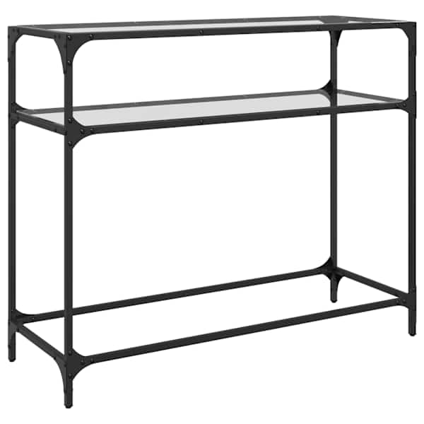 vidaXL kohvilaud, l&auml;bipaistev klaasplaat, 98x35x81 cm, teras