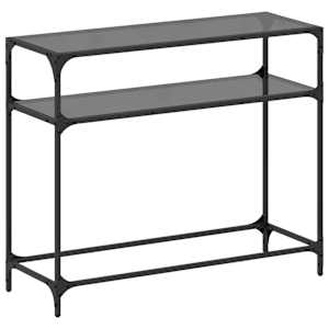 Konzolový stolek s černou skleněnou deskou 98 x 35 x 81 cm ocel - obrázek 2