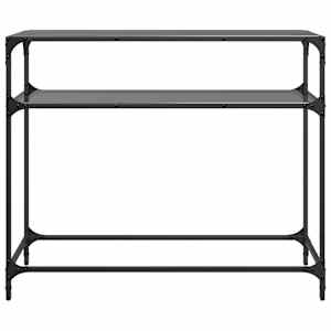 Konzolový stolek s černou skleněnou deskou 98 x 35 x 81 cm ocel - obrázek 4