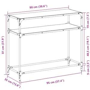 Konzolový stolek s černou skleněnou deskou 98 x 35 x 81 cm ocel - obrázek 9