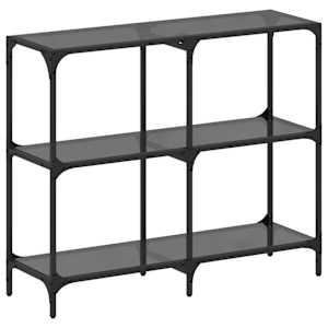 Konzolový stolek s černou skleněnou deskou 98 x 30 x 81 cm ocel - obrázek 2