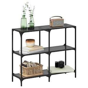 Konzolový stolek s černou skleněnou deskou 98 x 30 x 81 cm ocel - obrázek 3