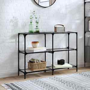 Konzolna mizica s stekleno površino 118,5x30x81 cm jeklo