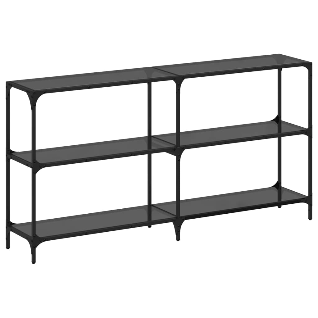 vidaXL Konzolový stolek s černou skleněnou deskou 158,5x30x81 cm ocel