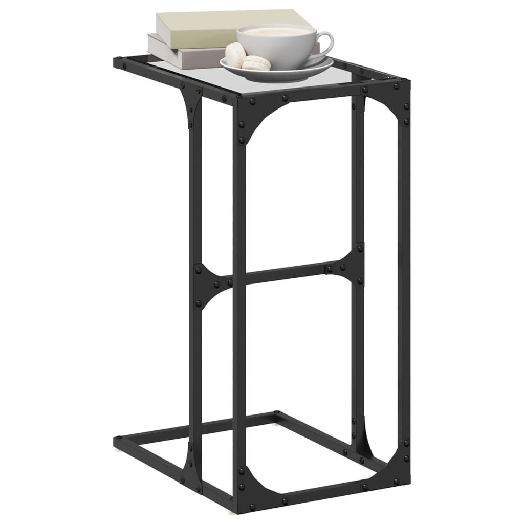 vidaXL Bijzettafel met transparant glazen blad 40x30x61,5 cm staal afbeelding