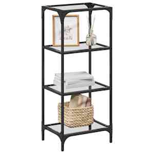 Úložný regál s průhlednou skleněnou deskou 40x30x195 cm ocel - obrázek 3