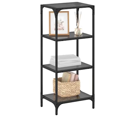 vidaXL &Eacute;tag&egrave;re de rangement avec dessus en verre noir 40x30x95cm acier
