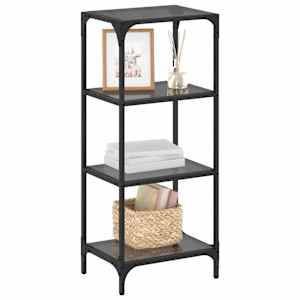 vidaXL &Eacute;tag&egrave;re de rangement avec dessus en verre noir 40x30x95cm acier