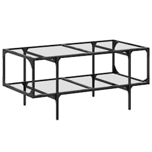vidaXL kohvilaud, l&auml;bipaistev klaasplaat, 98,5 x 50 x 45 cm, teras
