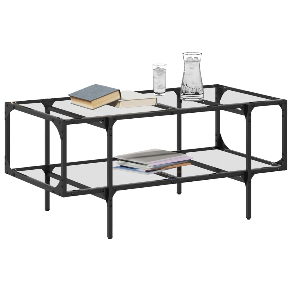 Thumbnail - vidaXL Couchtisch mit Glasplatte Transparent 98,5x50x45 cm Stahl