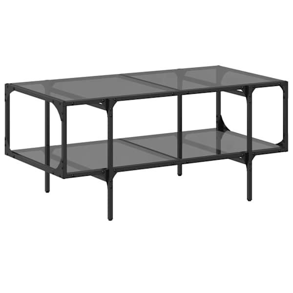 vidaXL kohvilaud, must klaasplaat, 98,5 x 50 x 45 cm, teras