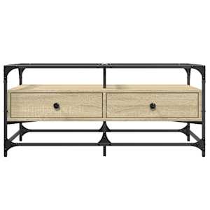 Konferenční stolek skleněná deska dub sonoma 98,5x50x45 cm ocel - obrázek 4