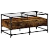 vidaXL kohvilaud klaasplaadiga, suitsutatud tamm, 98,5x50x45 cm, teras