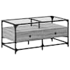 vidaXL kohvilaud klaasplaadiga, hall Sonoma tamm, 98,5x50x45 cm, teras