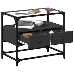 TV skříňka se skleněnou deskou černá 60 x 35 x 51 cm kompozit - obrázek 3