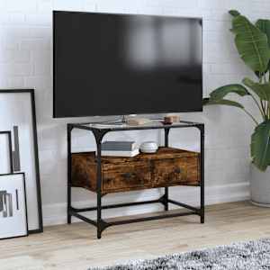 TV skříňka se skleněnou deskou kouřový dub 60x35x51 cm kompozit - obrázek 1
