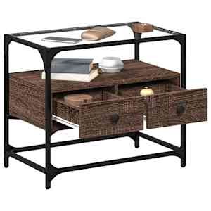 TV skříňka se skleněnou deskou hnědý dub 60x35x51 cm kompozit - obrázek 3