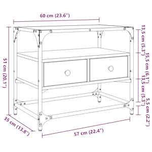 TV skříňka se skleněnou deskou hnědý dub 60x35x51 cm kompozit - obrázek 10