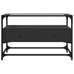 TV skříňka se skleněnou deskou černá 80 x 35 x 51 cm kompozit - obrázek 4
