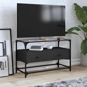 TV skříňka se skleněnou deskou černá 80 x 35 x 51 cm kompozit - obrázek 1