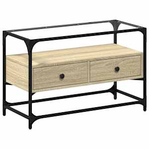 TV skříňka se skleněnou deskou dub sonoma 80x35x51 cm kompozit - obrázek 2