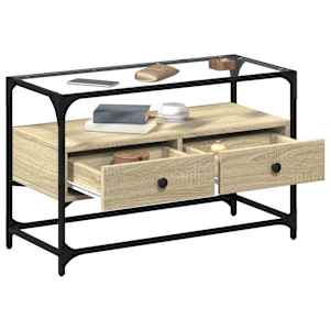 TV skříňka se skleněnou deskou dub sonoma 80x35x51 cm kompozit - obrázek 3