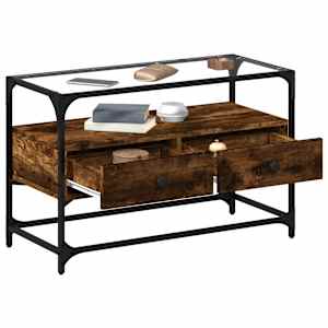 TV skříňka se skleněnou deskou kouřový dub 80x35x51 cm kompozit - obrázek 3