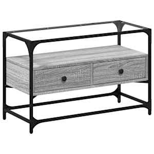 TV skříňka se skleněnou deskou šedá sonoma 80x35x51 cm kompozit - obrázek 2