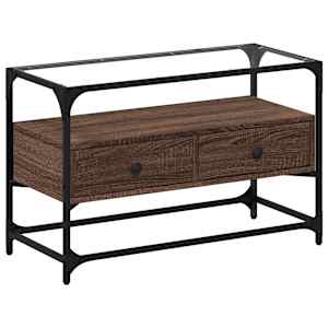 TV skříňka se skleněnou deskou kouřový dub 80x35x51 cm kompozit - obrázek 2