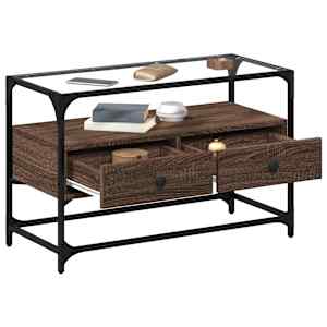 TV skříňka se skleněnou deskou kouřový dub 80x35x51 cm kompozit - obrázek 3