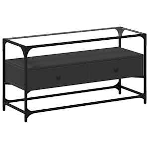TV skříňka se skleněnou deskou černá 98 x 35 x 51 cm kompozit - obrázek 2