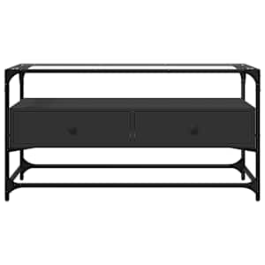 TV skříňka se skleněnou deskou černá 98 x 35 x 51 cm kompozit - obrázek 4