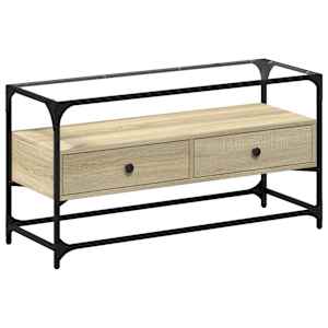 TV skříňka se skleněnou deskou dub sonoma 98x35x51 cm kompozit - obrázek 2