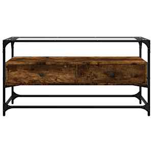 TV skříňka se skleněnou deskou kouřový dub 98x35x51 cm kompozit - obrázek 4
