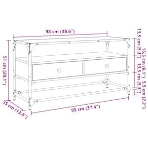 TV skříňka se skleněnou deskou kouřový dub 98x35x51 cm kompozit - obrázek 10