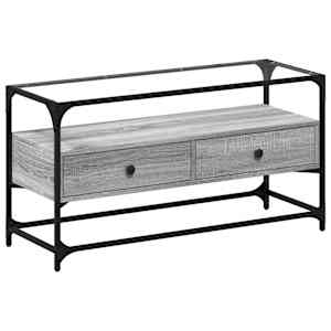 TV skříňka se skleněnou deskou šedá sonoma 98x35x51 cm kompozit - obrázek 2