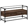 vidaXL klaasplaadiga telerikapp, pruun tamm, 98x35x51 cm, tehispuit
