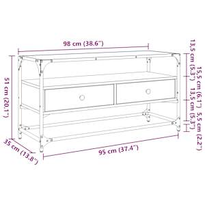 TV skříňka se skleněnou deskou hnědý dub 98x35x51 cm kompozit - obrázek 10