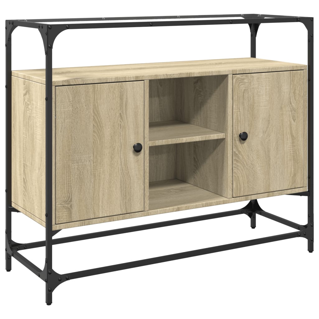 vidaXL Příborník se skleněnou deskou dub sonoma 98x35x81 cm kompozit